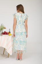 Load image into Gallery viewer, Chiffon Smocked Blue Florals Dress