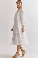 Load image into Gallery viewer, Checked Tiered Midi Dress- White