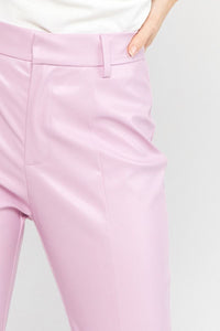Faux Leather High Waister Pants - Lavender