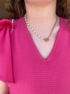 Pearls and Pink Dress