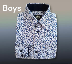 Boys Dress LS Shirt - Blue Floral