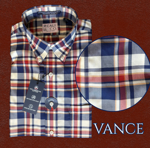Vance LS Dress Shirt-R/B/Cream