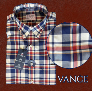Vance LS Dress Shirt-R/B/Cream