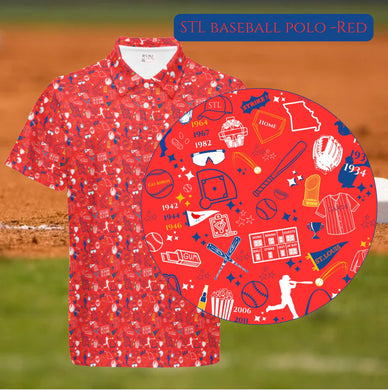 STL Red Short-Sleeve Polo Shirt-Heavyweight