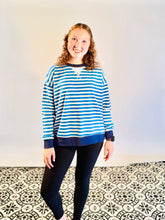Load image into Gallery viewer, Contrast Striped LS Shirt-Ocean Blue/Navy