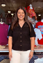 Load image into Gallery viewer, Eyelette Lace Blouse - Black
