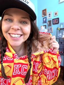 KC Football Check Kid's Sherpa Fleece Hoodie Blanket