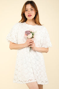 Audrey 3D Floral Dress- White
