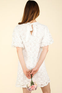 Audrey 3D Floral Dress- White