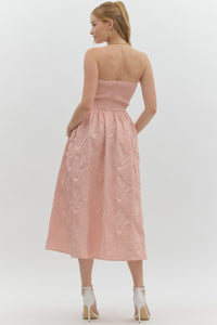 Jaquard Strapless Midi-Blush
