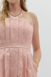 Jaquard Strapless Midi-Blush