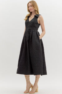 Jaquard Sleeveless Midi-Black