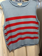 Load image into Gallery viewer, Blue and Red Striped Sweater Vest