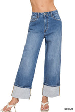 Load image into Gallery viewer, Wide Cuff Denim Pant- Med Wash