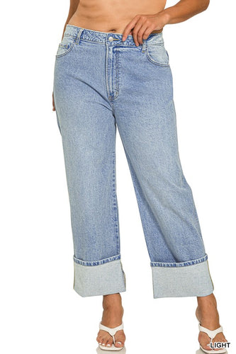 Wide Cuff Denim Pant- Light Wash