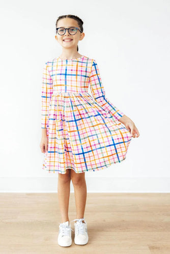 Plaid About You LS Twirl Dress
