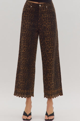 Dark Leopard Embroidered Pant