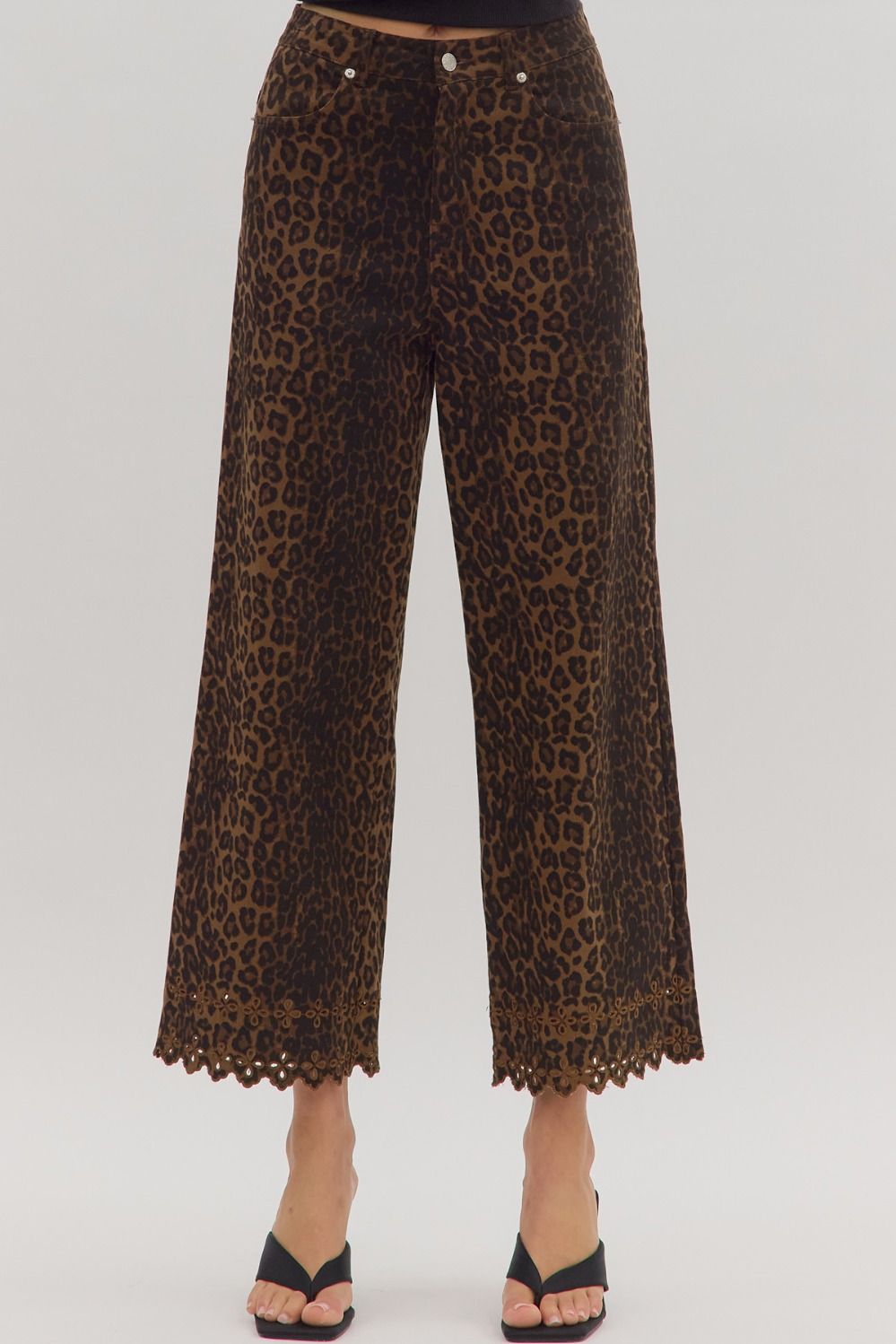 Dark Leopard Embroidered Pant