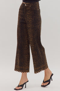 Dark Leopard Embroidered Pant