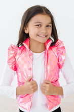 Load image into Gallery viewer, Neon Pink Checkered Puffer Vest