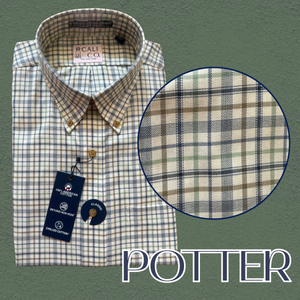 Potter LS Dress Shirt-Olive/Cream