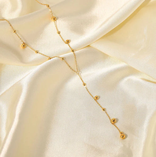 Tassel Ball Longline Necklace -Gold