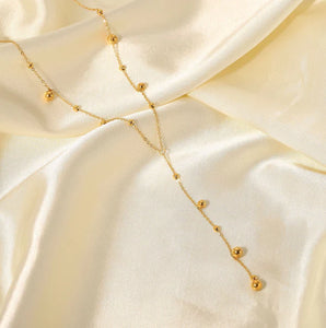 Tassel Ball Longline Necklace -Gold