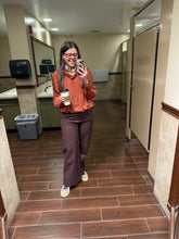Load image into Gallery viewer, Faux Leather Wide Pant with Stretch- Dk Cherry Chocolate