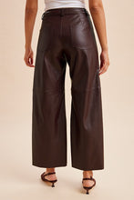 Load image into Gallery viewer, Faux Leather Wide Pant with Stretch- Dk Cherry Chocolate