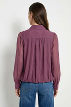 Load image into Gallery viewer, LS Collared Bubble Blouse-Plum