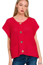 Load image into Gallery viewer, SS Gold Button  Sweater Ruby
