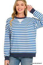 Load image into Gallery viewer, Contrast Striped LS Shirt-Ocean Blue/Navy