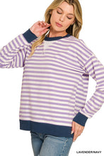 Load image into Gallery viewer, Contrast Striped LS Shirt- Lavender Navy