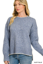 Load image into Gallery viewer, Wool Blend Whip Stitch Sweater Dusty Blue