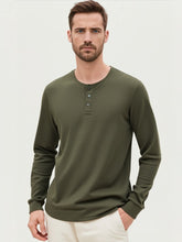 Load image into Gallery viewer, Mens LS Textured Henley-Climbing Ivy