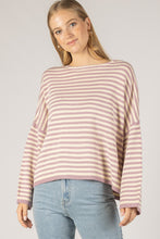 Load image into Gallery viewer, Striped T-Body Sweater - Mauve and Cream