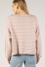 Load image into Gallery viewer, Striped T-Body Sweater - Mauve and Cream