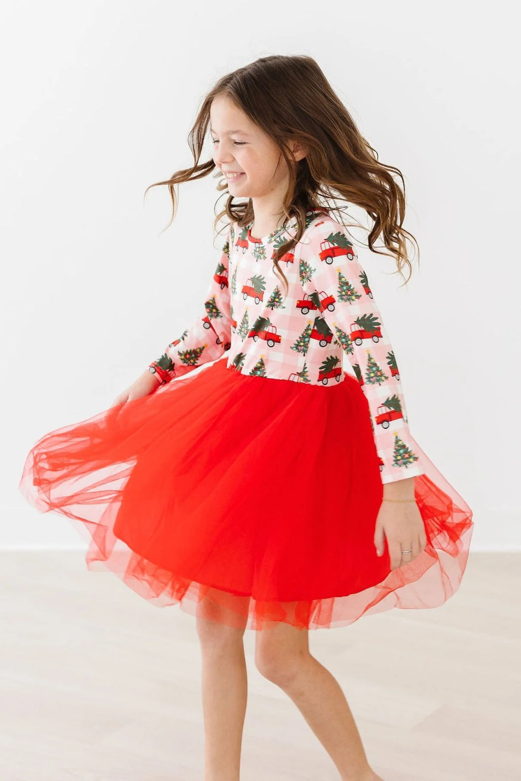Girls Christmas Tree Farm LS Tutu Dress
