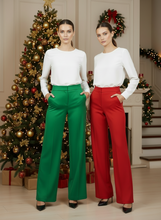Load image into Gallery viewer, Wide Leg Satiny Trouser- Green