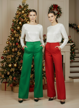Load image into Gallery viewer, Wide Leg Satiny Trouser- Green