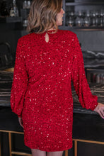Load image into Gallery viewer, Old Flame Velvet Sequin Dress -Red