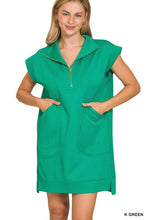 Load image into Gallery viewer, Jacquard 1/4 Zip Dress- Kelly Green