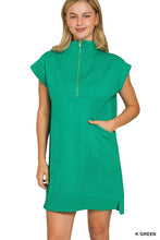 Load image into Gallery viewer, Jacquard 1/4 Zip Dress- Kelly Green
