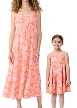 Load image into Gallery viewer, Girls  Melon Floral Dress - Pink/Tangerine
