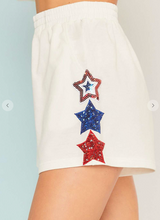 Load image into Gallery viewer, Sequin Stars Shorts - White