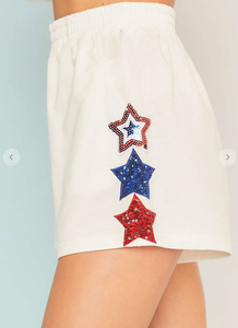 Sequin Stars Shorts - White