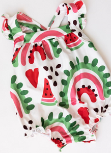 Baby One in a Melon Ruffle Cross Back Onsie