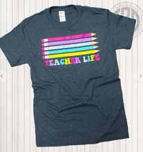 Load image into Gallery viewer, Teacher Life Pencil Tee- Grey