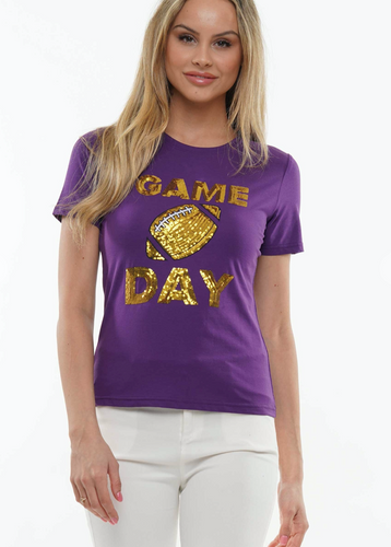 Game Day Football Tee -Purple and Gold