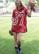 Load image into Gallery viewer, Sequin Jersey Dress #87 - Red